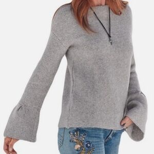 Sundance Wool Alpaca Blend Bell Sleeve Crew Neck Gray Sweater Size Medium